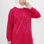 2196 Taş Desenli 2 İplik Kumaş Sweatshirt