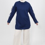 71106 Kolu Bağlama Detaylı 2 İplik Kumaş Sweatshirt