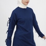 71106 Kolu Bağlama Detaylı 2 İplik Kumaş Sweatshirt