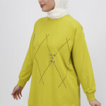 2196 Taş Desenli 2 İplik Kumaş Sweatshirt