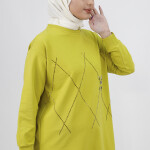 2196 Taş Desenli 2 İplik Kumaş Sweatshirt