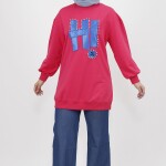 71102 Taş ve Yazı Detaylı 2 İplik Kumaş Sweatshirt