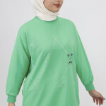 2196 Taş Desenli 2 İplik Kumaş Sweatshirt