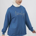 30031 Önü Taş Detaylı 2 İplik Kumaş Sweatshirt