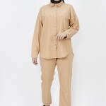 6939 Gabardin Kumaş Taş Detaylı 2 Li Takım-CAMEL