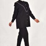 106 LİNA KETEN KUMAŞ TAŞ DETAYLI TESETTÜR 2Lİ TAKIM-SİYAH