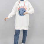 10230 Smile Detaylı Kapüşonlu Sweatshirt