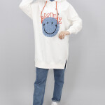 10230 Smile Detaylı Kapüşonlu Sweatshirt