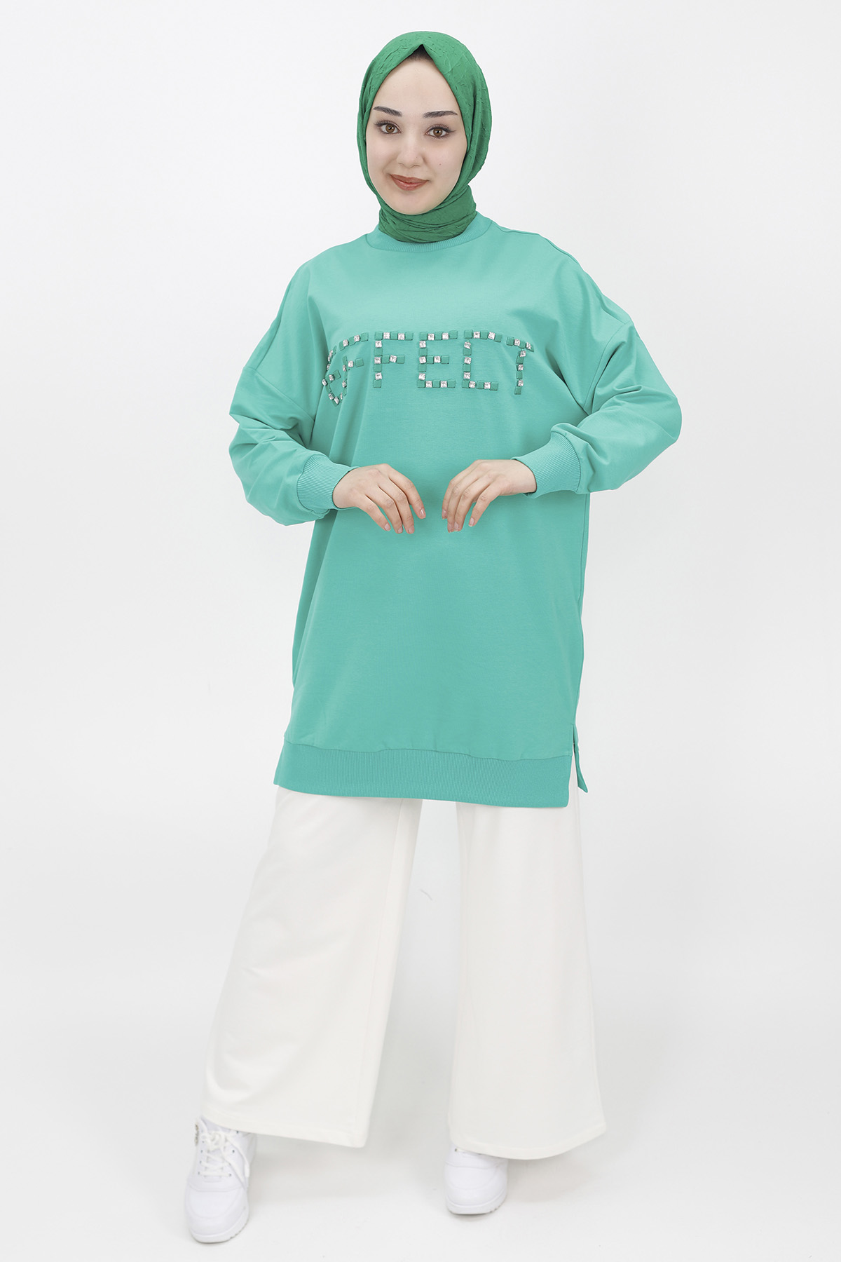 10208 Taş Detaylı Sweatshirt