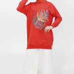 23010 Pul Detaylı İki İplik Sweatshirt