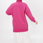 30644 Puane 2 İplik Kumaş Basic Sweatshirt-FUŞYA