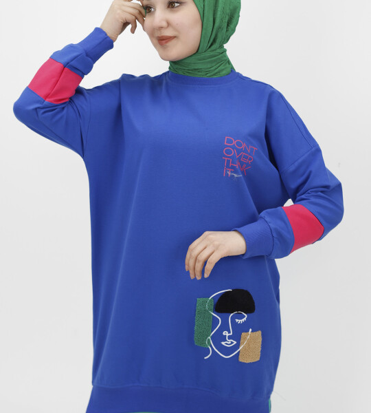 23011 Silüet Detaylı İki İplik Sweatshirt