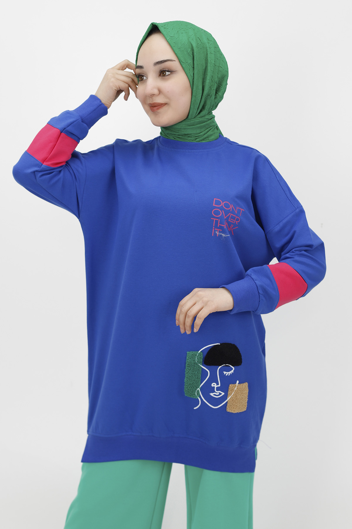 23011 Silüet Detaylı İki İplik Sweatshirt