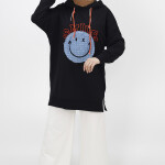 10230 Smile Detaylı Kapüşonlu Sweatshirt