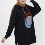 10230 Smile Detaylı Kapüşonlu Sweatshirt