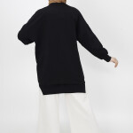 30644 Puane  2 İplik Kumaş Basic Sweatshirt-siyah