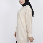 30644 Puane 2 İplik Kumaş Basic Sweatshirt-taş