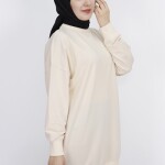 30644 Puane 2 İplik Kumaş Basic Sweatshirt-taş