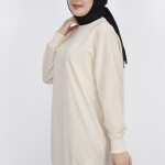 30644 Puane 2 İplik Kumaş Basic Sweatshirt-taş