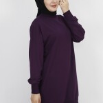 30644 Puane 2 İplik Kumaş Basic Sweatshirt-MOR