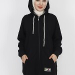 71129 2 İp Kumaş Cepli Ve Kapişonlu Oversize Sweatshirt-SİYAH