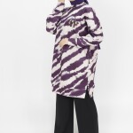 10364 Puane Scuba Kumaş Zebra Desenli Sweatshirt-Mor