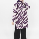 10364 Puane Scuba Kumaş Zebra Desenli Sweatshirt-Mor