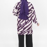 10364 Puane Scuba Kumaş Zebra Desenli Sweatshirt-Mor