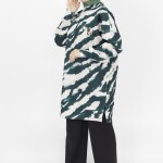 10364 Puane Scuba Kumaş Zebra Desenli Sweatshirt-Haki