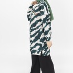 10364 Puane Scuba Kumaş Zebra Desenli Sweatshirt-Haki