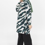 10364 Puane Scuba Kumaş Zebra Desenli Sweatshirt-Haki