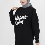 10335 Puane 2 İp Kumaş Yün Bakılı Sweatshirt-SİYAH