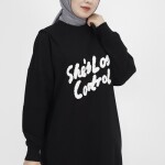 10335 Puane 2 İp Kumaş Yün Bakılı Sweatshirt-SİYAH