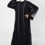 3014 Boncuk Detaylı Tül Abaya