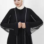 3014 Boncuk Detaylı Tül Abaya