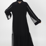 3014 Boncuk Detaylı Tül Abaya