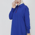 23296 2 İp Kumaş Yaka Fermuar Detaylı Sweatshirt-SAKS