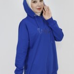 23299 2 İp Kumaş Yazı Baskılı Sweatshirt-SAKS