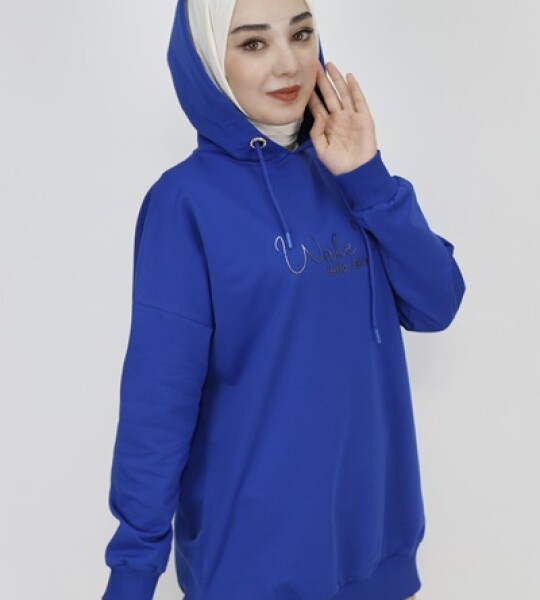 23299 2 İp Kumaş Yazı Baskılı Sweatshirt-SAKS