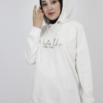 23299 2 İp Kumaş Yazı Baskılı Sweatshirt-EKRU