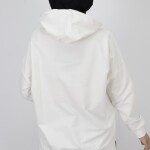 23299 2 İp Kumaş Yazı Baskılı Sweatshirt-EKRU