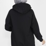 23299 2 İp Kumaş Yazı Baskılı Sweatshirt-SİYAH