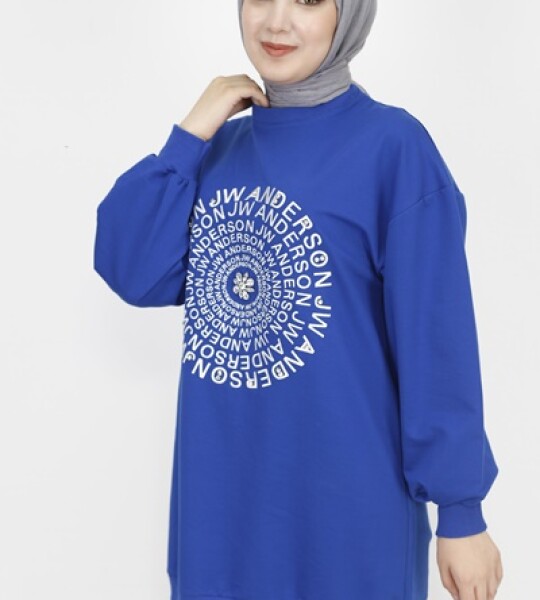 71143 2 İp Kumaş Nakış Ve Taş Detaylı Sweatshirt-SAKS