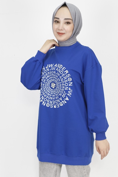 71143 2 İp Kumaş Nakış Ve Taş Detaylı Sweatshirt-SAKS