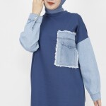 6957 Kot Cep Detaylı 2 İp Kumaş Sweatshirt-JEANS