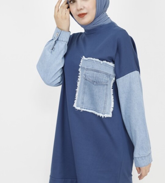 6957 Kot Cep Detaylı 2 İp Kumaş Sweatshirt-JEANS