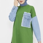 6957 Kot Cep Detaylı 2 İp Kumaş Sweatshirt-HAKİ