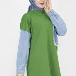 6957 Kot Cep Detaylı 2 İp Kumaş Sweatshirt-HAKİ