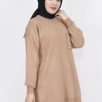 8048 İnci Ve Taş Desenli Triko Tunik-CAMEL