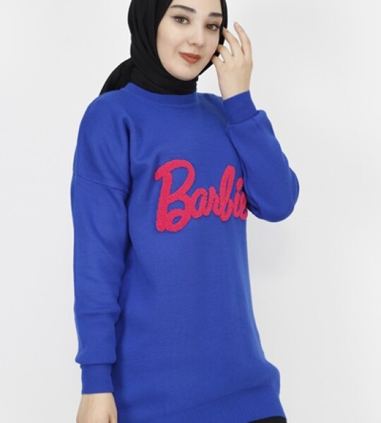 1031 Barbie Yazılı Triko Tunik-SAKS